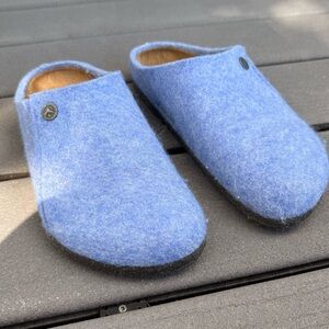 Birkenstock Light Blue Felt Slippers